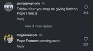 Instagram users comment on Trisha's post
